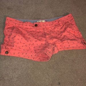 Coral and Black Anchor Shorts